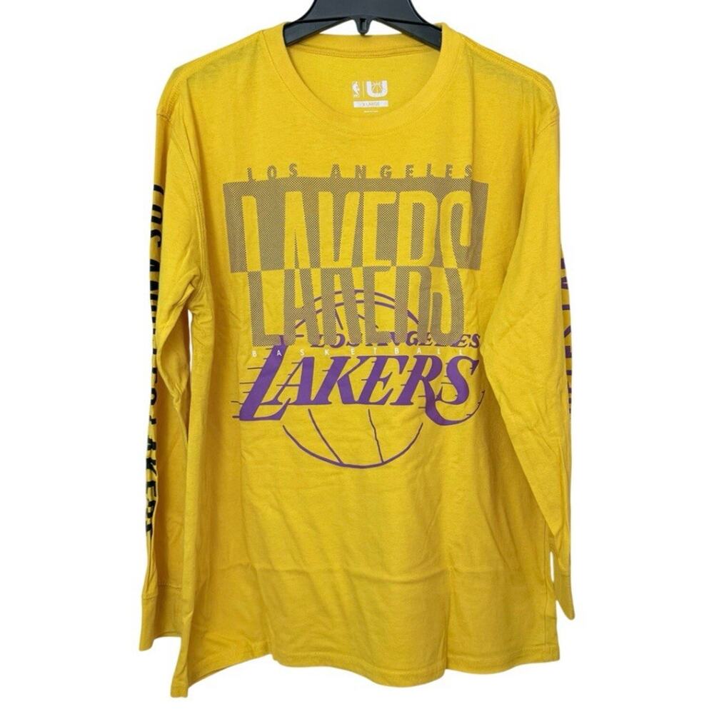 Los Angeles Lakers T Shirt Mens XL Gold NBA Long Sleeve Graphic Tee
